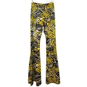 Yellow Votique LA Animal print 80s Glam Rock  bell 🔔 bottom pants Sz M
